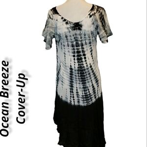 Ocean Breeze Tie Dye Embroidered Cover Up Dress EUC